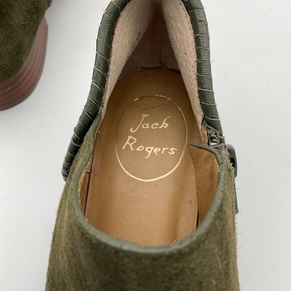 Jack Rogers Avery Olive Green Leather Suede Low Ankle Booties 7M - Picture 5 of 10